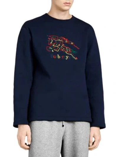 Shop Burberry Multicrest Sweatshirt In Dark Blue