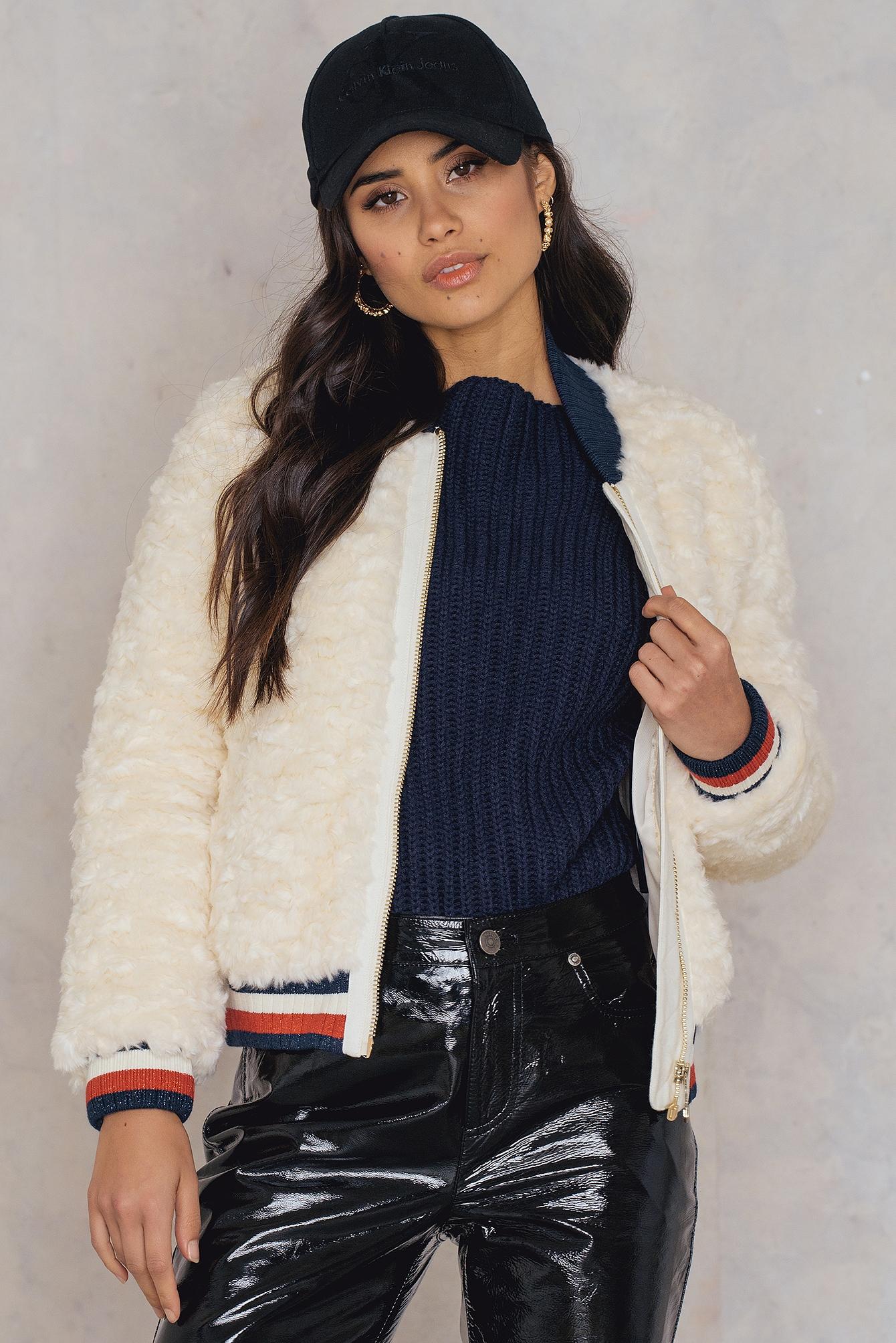 tommy hilfiger fur bomber jacket