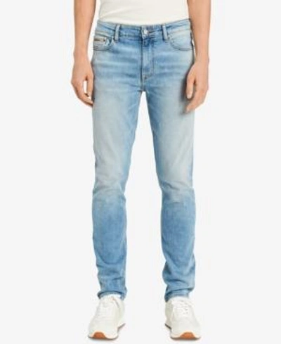 Shop Calvin Klein Jeans Est.1978 Men's Roxy Skinny Fit Stretch Jeans In Destroyed Roxy Blue