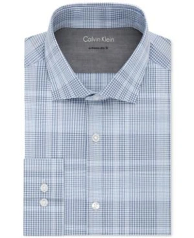 Shop Calvin Klein X Men's Extra-slim Fit Thermal Stretch Performance Check Dress Shirt In Night Blue