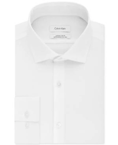 Shop Calvin Klein Men's Extra-slim Fit Non-iron Performance Herringbone Dress Shirt In White