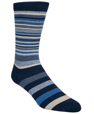 Shop Cole Haan Men's Town Stripe Crew Socks In Navy/astor Blue