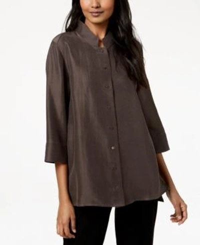 Shop Eileen Fisher Silk Shirt In Rye