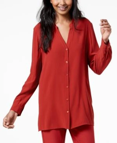 Shop Eileen Fisher Silk Stand-collar Tunic, Regular & Petite In Serrano