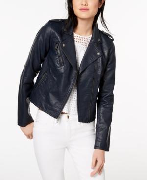 navy faux leather jacket