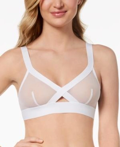 Shop Dkny Sheers Mesh Cutout Bralette Dk4084 In White