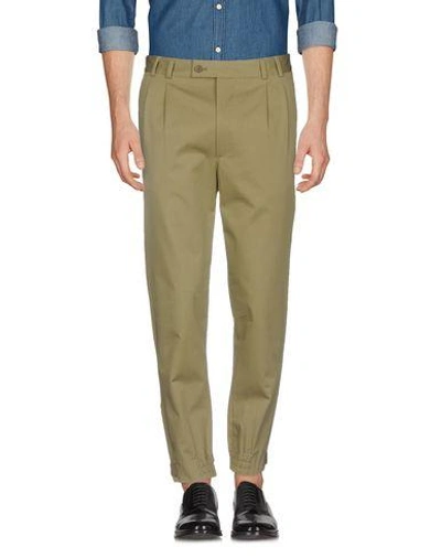 Shop Ferragamo Casual Pants In Military Green