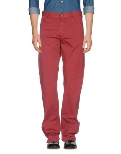 Shop Canali Casual Pants In Maroon