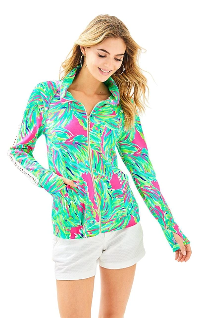 Shop Lilly Pulitzer Brigantine Zip Up In Raz Berry Shady Lady