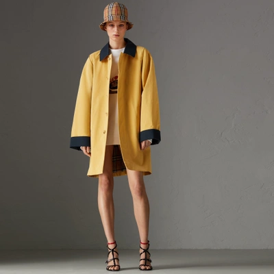 Shop Burberry Reissued Waxed Cotton Gabardine Car Coat In Yellow