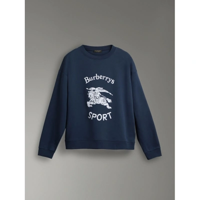 Shop Burberry Reissued Jersey Sweatshirt In Navy Blue