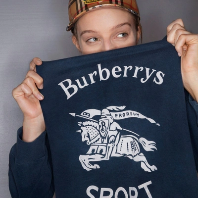 Shop Burberry Reissued Jersey Sweatshirt In Navy Blue