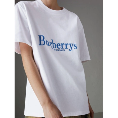 Burberry Logo-embroidered Cotton T-shirt In White | ModeSens