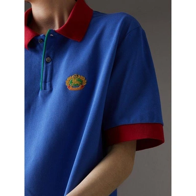 Shop Burberry Reissued Cotton Polo Shirt In Cornflower Blue