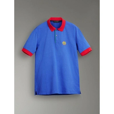 Shop Burberry Reissued Cotton Polo Shirt In Cornflower Blue