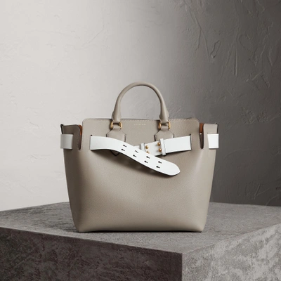 Shop Burberry The Medium Leather Belt Bag In Mineral Grey