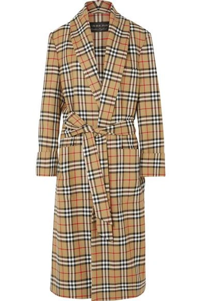 Shop Burberry Checked Wool Coat