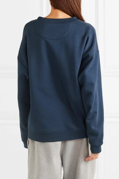 Shop Burberry Flocked Cotton-blend Jersey Sweatshirt In Navy