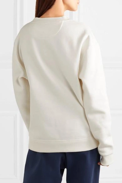 Shop Burberry Embroidered Cotton-blend Jersey Sweatshirt In Ivory