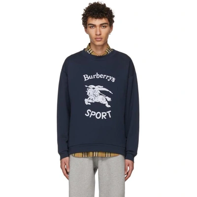 Shop Burberry Navy Sport Logo Sweatshirt