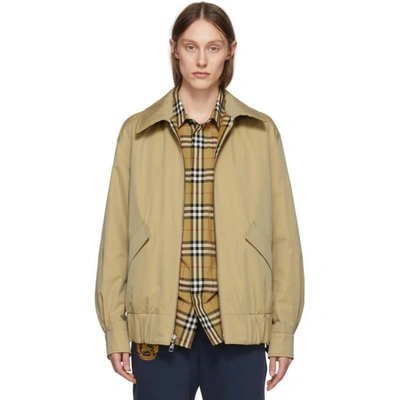 Burberry Reversible Tan Rainbow Check Harrington Jacket | ModeSens