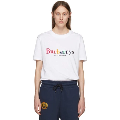 Burberry Re-issued Capsule Cotton T-shirt With Rainbow Logo Embroidery In  White | ModeSens