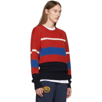 Shop Burberry Multicolor Stripe Rugby Sweater In Red