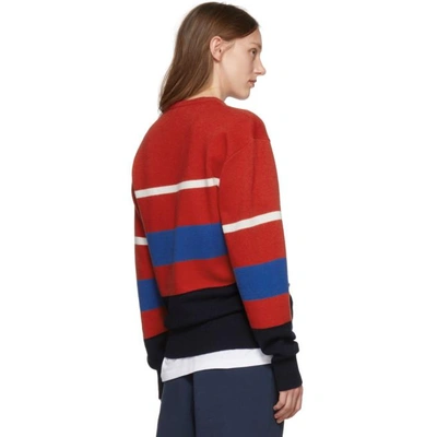 Shop Burberry Multicolor Stripe Rugby Sweater In Red