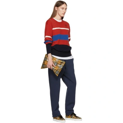 Shop Burberry Multicolor Stripe Rugby Sweater In Red