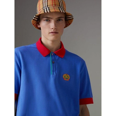 Shop Burberry Reissued Cotton Polo Shirt In Cornflower Blue
