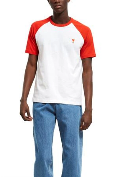 Shop Ami Alexandre Mattiussi Opening Ceremony Ami De Coeur T-shirt In White/red.102