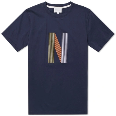 Shop Norse Projects Niels Layer Logo Tee In Blue