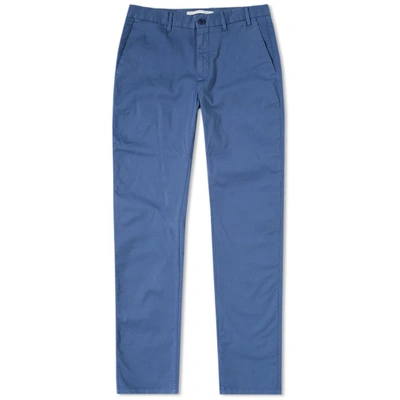 Shop Norse Projects Aros Slim Light Stretch Chino In Blue