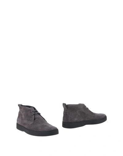 Shop Tod's Man Ankle Boots Lead Size 9 Soft Leather In Grey
