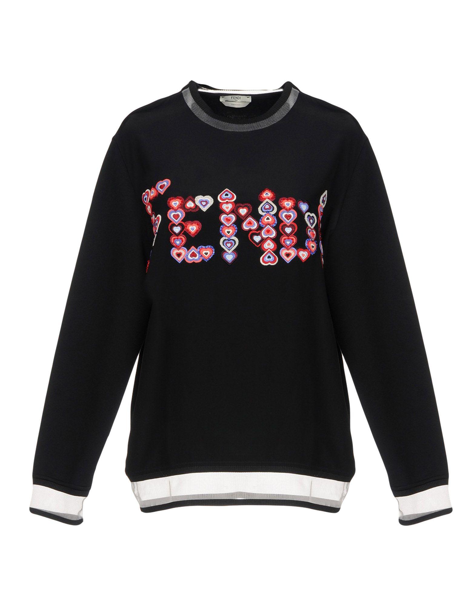 Fendi Embellished Heart Sweatshirt In Black | ModeSens