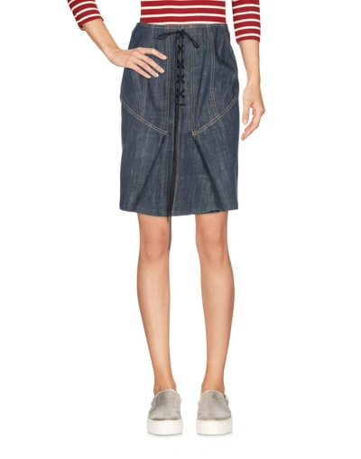 Shop Alaïa Woman Denim Skirt Blue Size 8 Cotton