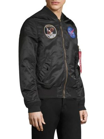 Shop Alpha Industries Apollo Patch Bomber Jacket In Black Red