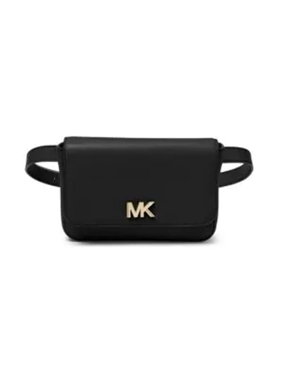 Shop Michael Michael Kors Mott Leather Belt Bag In Black
