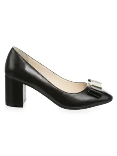 Shop Cole Haan Tali Bow Leather Pumps In Black