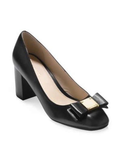 Shop Cole Haan Tali Bow Leather Pumps In Black