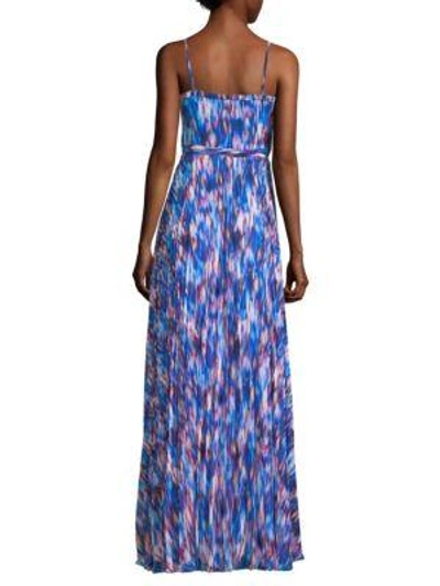 Shop Laundry By Shelli Segal Printed Chiffon Gown In Blue