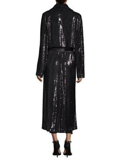 Shop Rta Karina Sequin Trench Jacket In Onyx