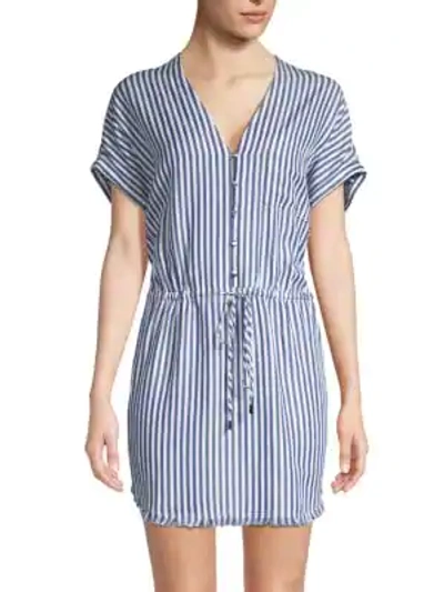 Shop Paige Haidee Stripe Drawstring Dress In White Bluebell Stripe