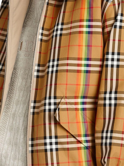 Shop Burberry Reversible Rainbow Vintage Check Harrington Jacket In Yellow&orange