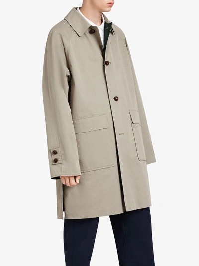 Shop Burberry Reissued Waxed Gabardine Car Coat In Green