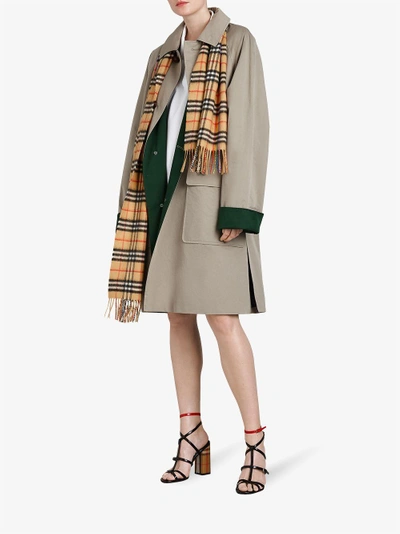 Shop Burberry Beige Reissued Waxed Gabardine Car Coat In Green