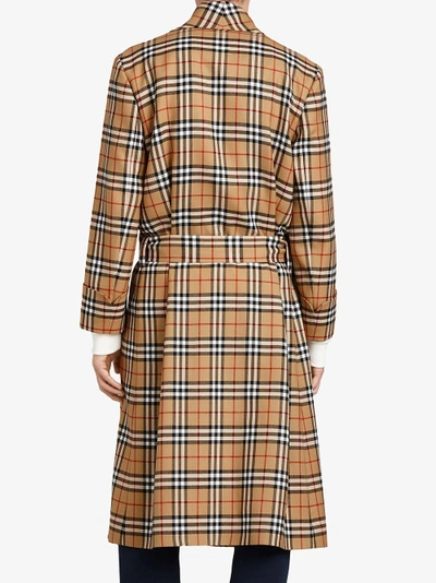 Shop Burberry Reissued Vintage Check Dressing Gown Coat In Yellow