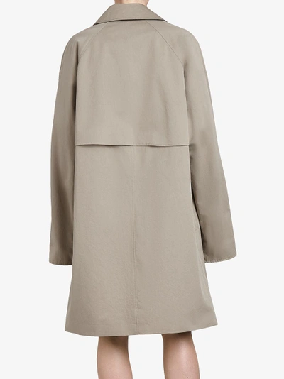 Shop Burberry Beige Reissued Waxed Gabardine Car Coat In Green