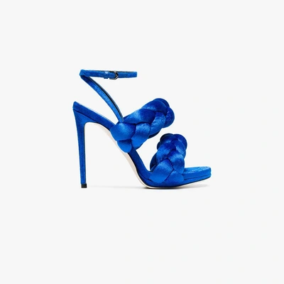 Shop Marco De Vincenzo Blue Plait 105 Velvet Sandals