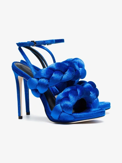 Shop Marco De Vincenzo Blue Plait 105 Velvet Sandals